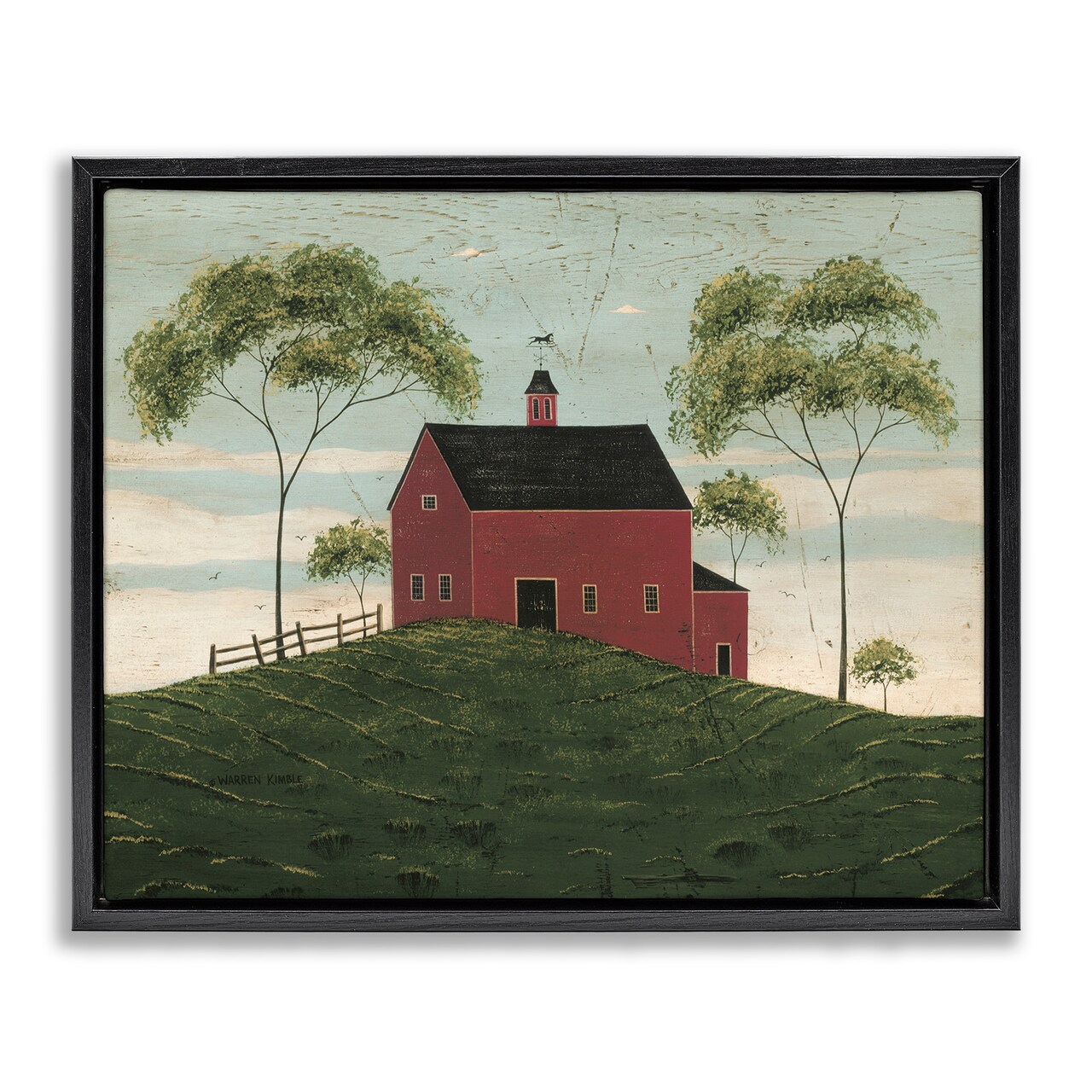 Stupell Industries Red Barn with Tree Pair Floating Frame By Warren Kimble